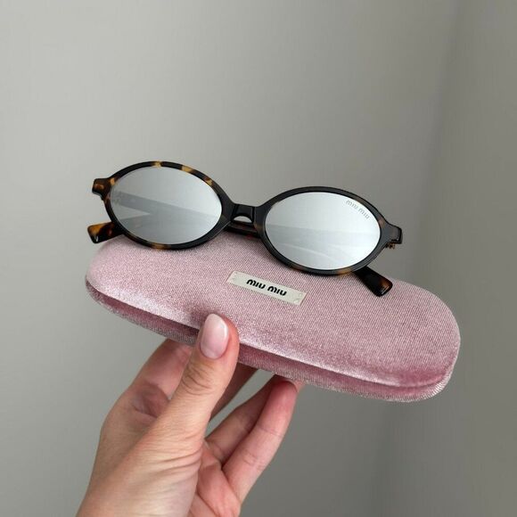 Miu Miu REGARD Women Sunglasses Havana Grey Mirror Silver MU04ZSF VAU07F REGARD